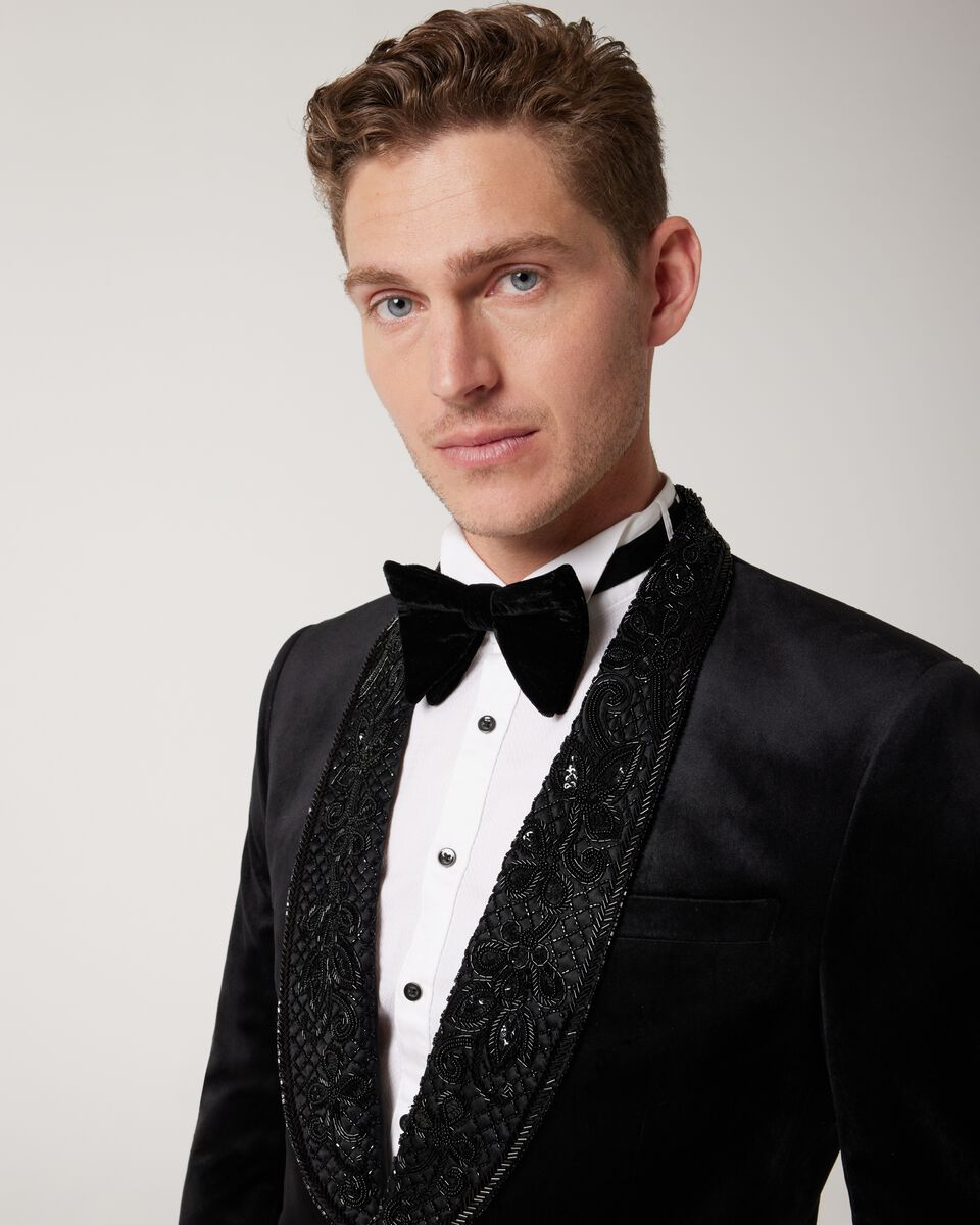 Slim Fit Tuxedo With Hand-Beaded Shawl Collar